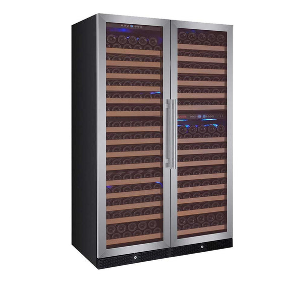 48 Wide FlexCount Classic II Tru-Vino 346 Bottle Three Zone Stainless Steel Side-by-Side Wine Refrigerator - BF 3Z-YHWR7274-S20-Wine Coolers-The Wine Cooler Club