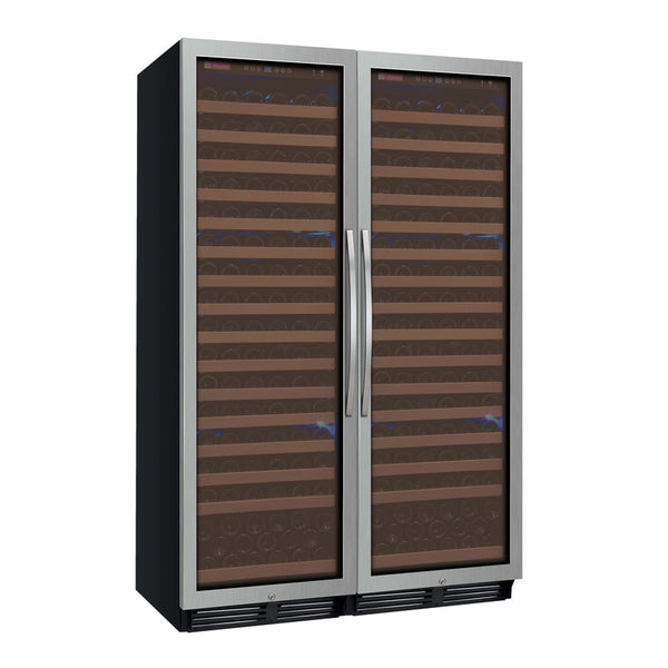48 Wide FlexCount Classic II Tru-Vino 348 Bottle Dual Zone Stainless Steel Side-by-Side Wine Refrigerator - BF 2X-YHWR174-1S20-Wine Coolers-The Wine Cooler Club