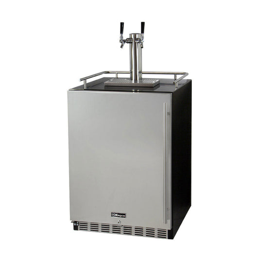 24" Wide Dual Tap Stainless Steel Built-In Left Hinge Kegerator with Kit-Kegerators-The Wine Cooler Club