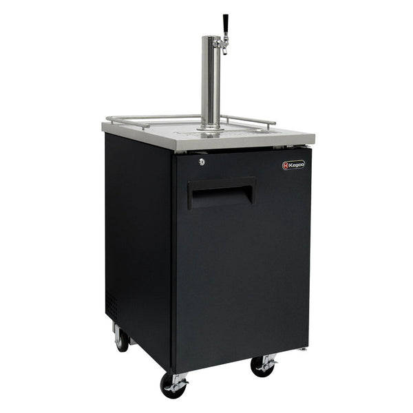 Kegco 24 Wide Homebrew Single Tap Black Commercial Kegerator with Keg HBK1XB-1K-Kegerators-The Wine Cooler Club