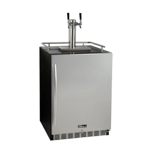 24" Wide Dual Tap Stainless Steel Built-In Right Hinge Kegerator with Kit-Kegerators-The Wine Cooler Club