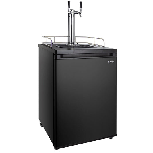 24" Wide Kombucha Dual Tap Black Kegerator-Kegerators-The Wine Cooler Club