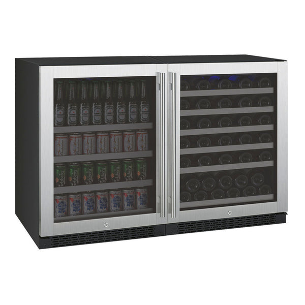 47 Wide FlexCount II Series 56 Bottle/154 Can Dual Zone Stainless Steel Side-by-Side Wine Refrigerator/Beverage Center - BF 3Z-VSWB24-2S20-Wine Coolers-The Wine Cooler Club