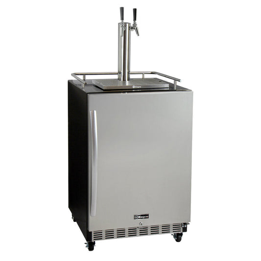 24" Wide Dual Tap Stainless Steel Commercial Right Hinge Built-In Kegerator with Kit-Kegerators-The Wine Cooler Club