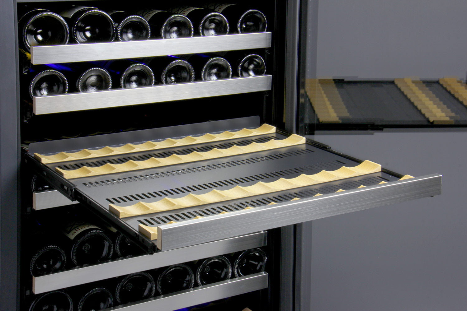 24" Wide FlexCount II Tru-Vino 172 Bottle Dual Zone Stainless Steel Left and Right Hinge Wine Refrigerator-Wine Coolers-The Wine Cooler Club