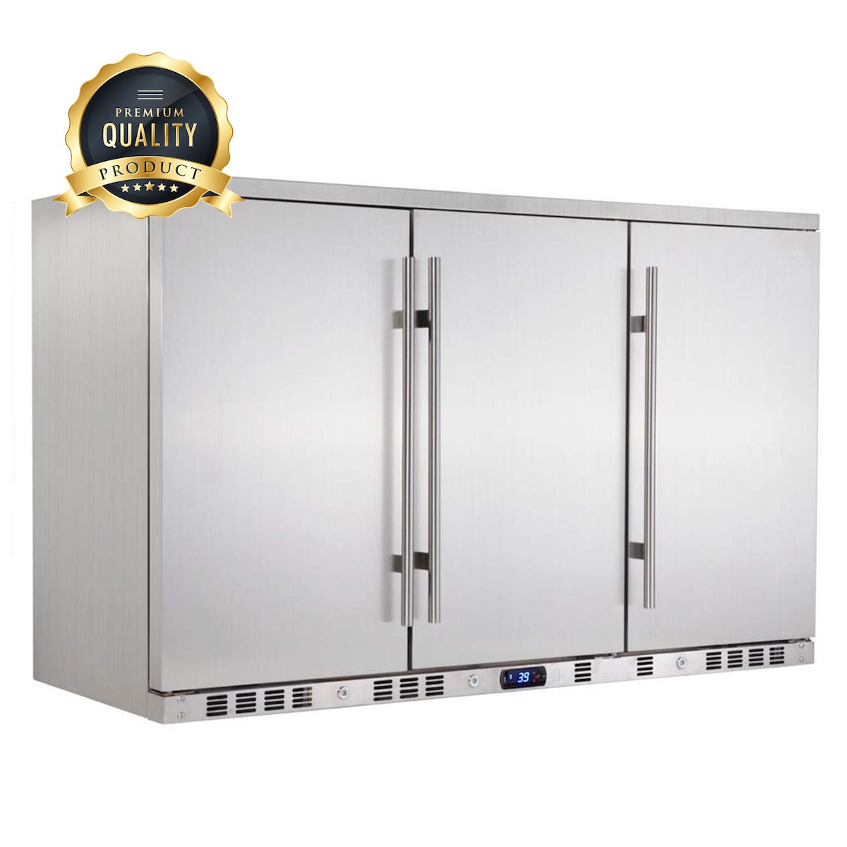 Kingsbottle 53 Inch Solid 3-Door Outdoor Beverage Drinks Cooler KB328ASD-Wine Coolers-The Wine Cooler Club