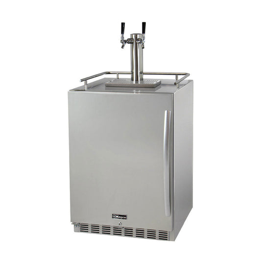 24" Wide Dual Tap All Stainless Steel Outdoor Built-In Left Hinge Kegerator with Kit-Kegerators-The Wine Cooler Club