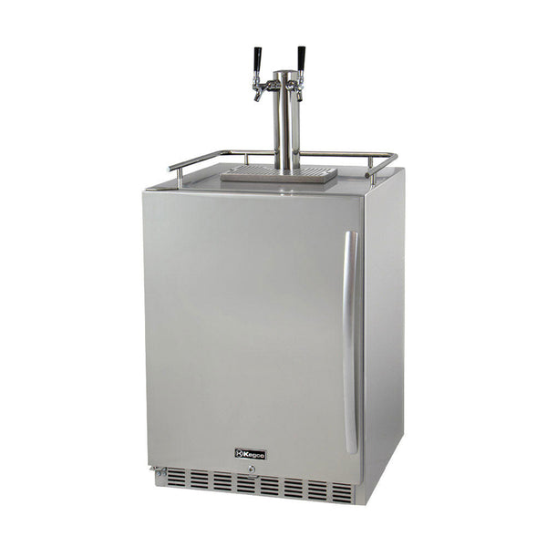 24 Wide Dual Tap All Stainless Steel Outdoor Built-In Left Hinge Kegerator with Kit-Kegerators-The Wine Cooler Club