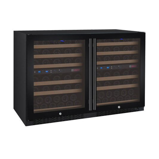 47" Wide FlexCount II Tru-Vino 112 Bottle Four Zone Black Side-by-Side Wine Refrigerator - BF 2X-VSWR56-2B20-Wine Coolers-The Wine Cooler Club