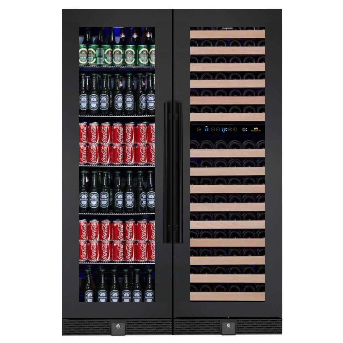 Kingsbottle 72" Tall Beer And Wine Refrigerator Combo With Glass Door KBU170BW3-FG-Wine Coolers-The Wine Cooler Club