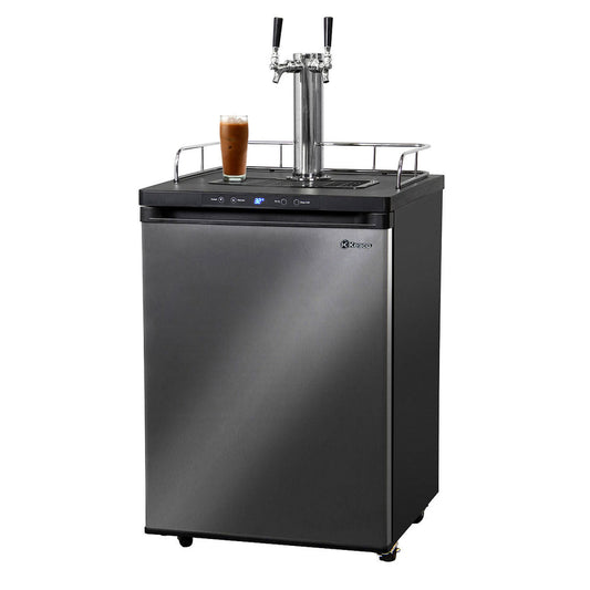 24" Wide Cold Brew Coffee Dual Tap Black Stainless Steel Kegerator-Kegerators-The Wine Cooler Club