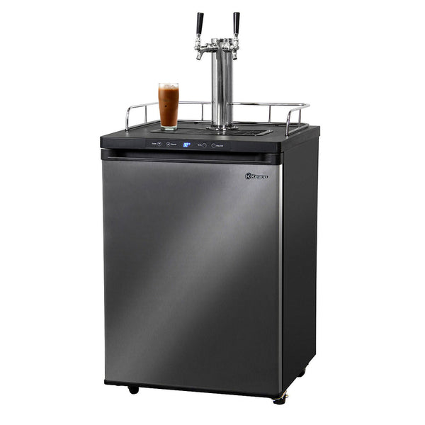 24 Wide Cold Brew Coffee Dual Tap Black Stainless Steel Kegerator-Kegerators-The Wine Cooler Club