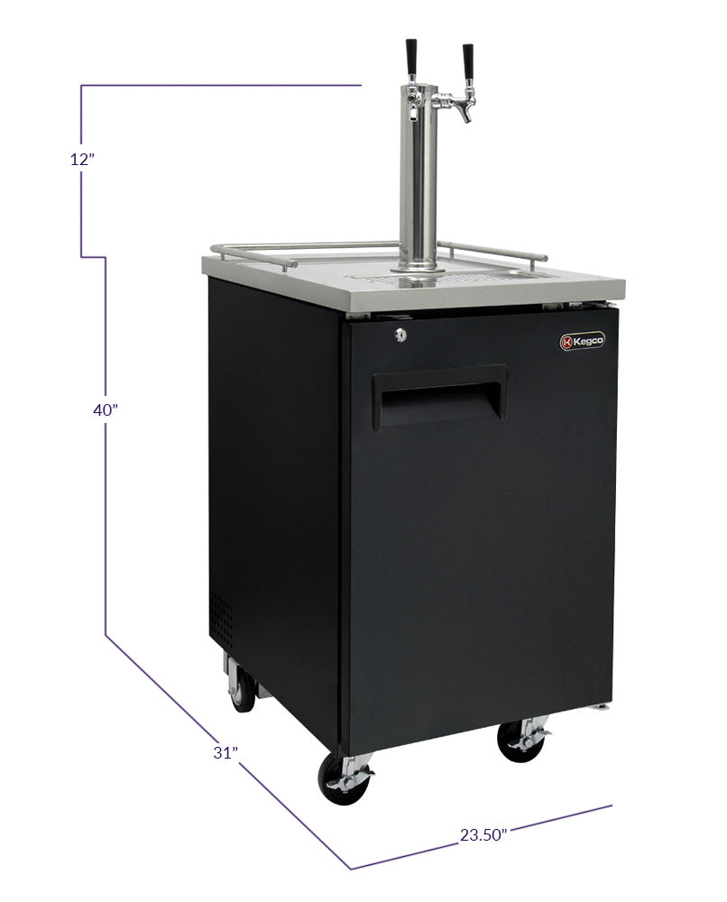 24" Wide Homebrew Dual Tap Black Commercial Kegerator-Kegerators-The Wine Cooler Club