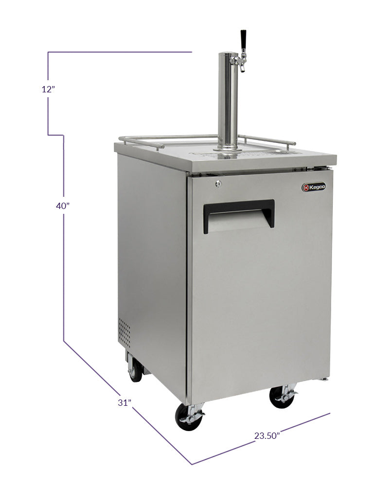 24" Wide Homebrew Single Tap Stainless Steel Commercial Kegerator-Kegerators-The Wine Cooler Club