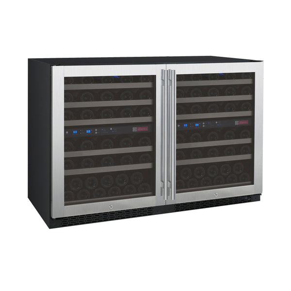 47 Wide FlexCount II Tru-Vino 112 Bottle Four Zone Stainless Steel Side-by-Side Wine Refrigerator - BF 2X-VSWR56-2S20-Wine Coolers-The Wine Cooler Club
