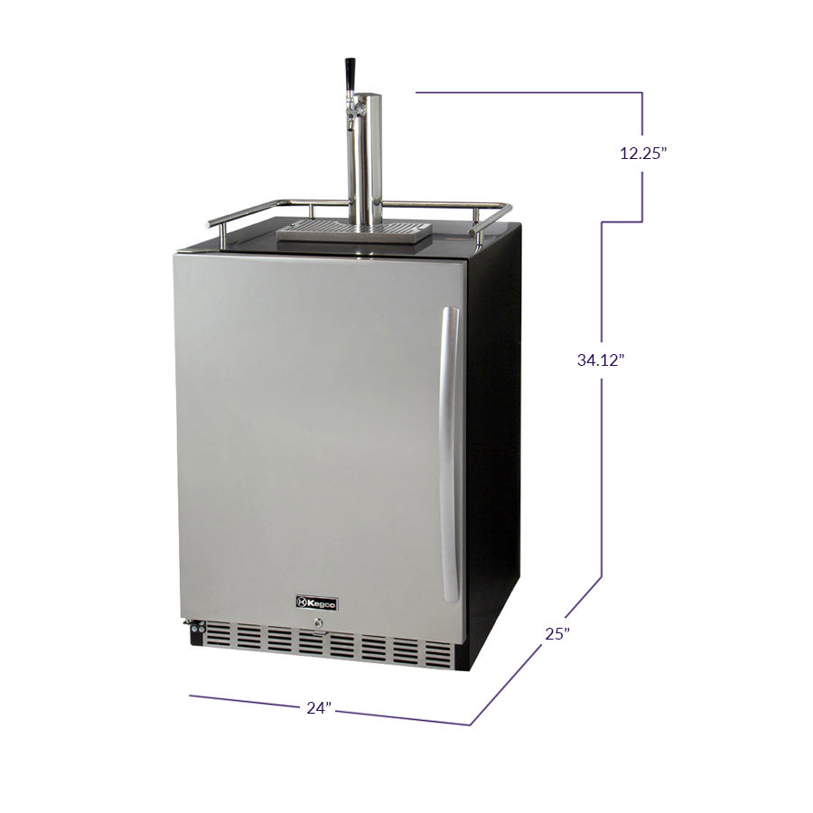 24" Wide Single Tap Stainless Steel Built-In Digital Left Hinge Kegerator with Kit-Kegerators-The Wine Cooler Club