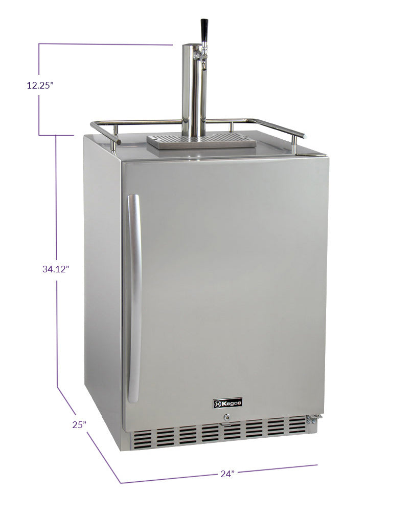 24" Wide Single Tap All Stainless Steel Outdoor Built-In Right Hinge Kegerator with Kit-Kegerators-The Wine Cooler Club