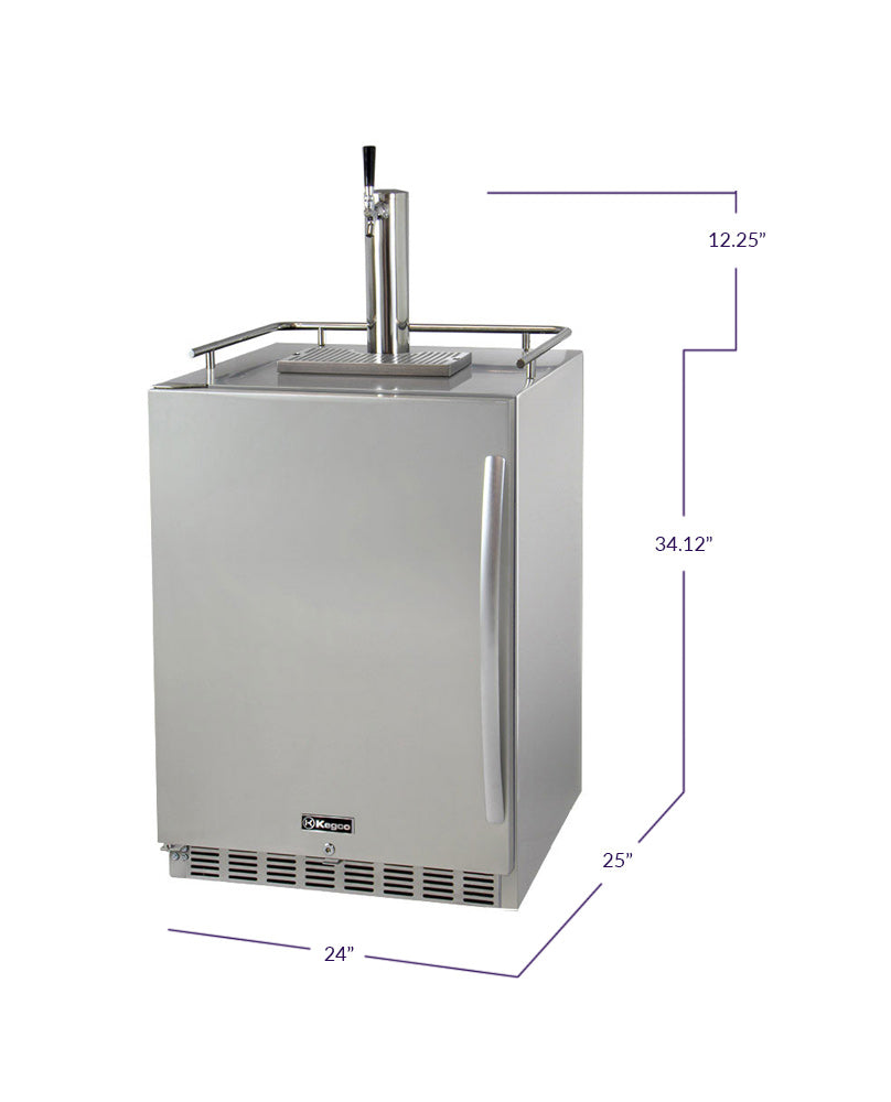 24" Wide Single All Stainless Steel Outdoor Built-In Left Hinge Kegerator with Kit-Kegerators-The Wine Cooler Club