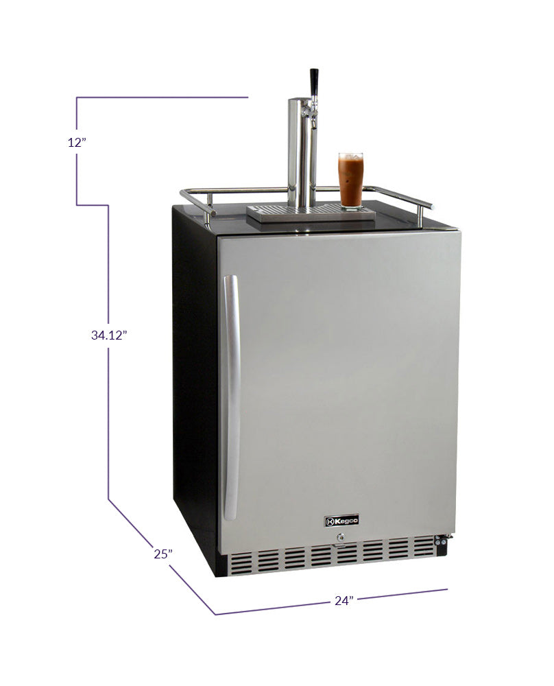 24" Wide Cold Brew Coffee Single Tap Black Commercial Built-In Right Hinge Kegerator-Kegerators-The Wine Cooler Club