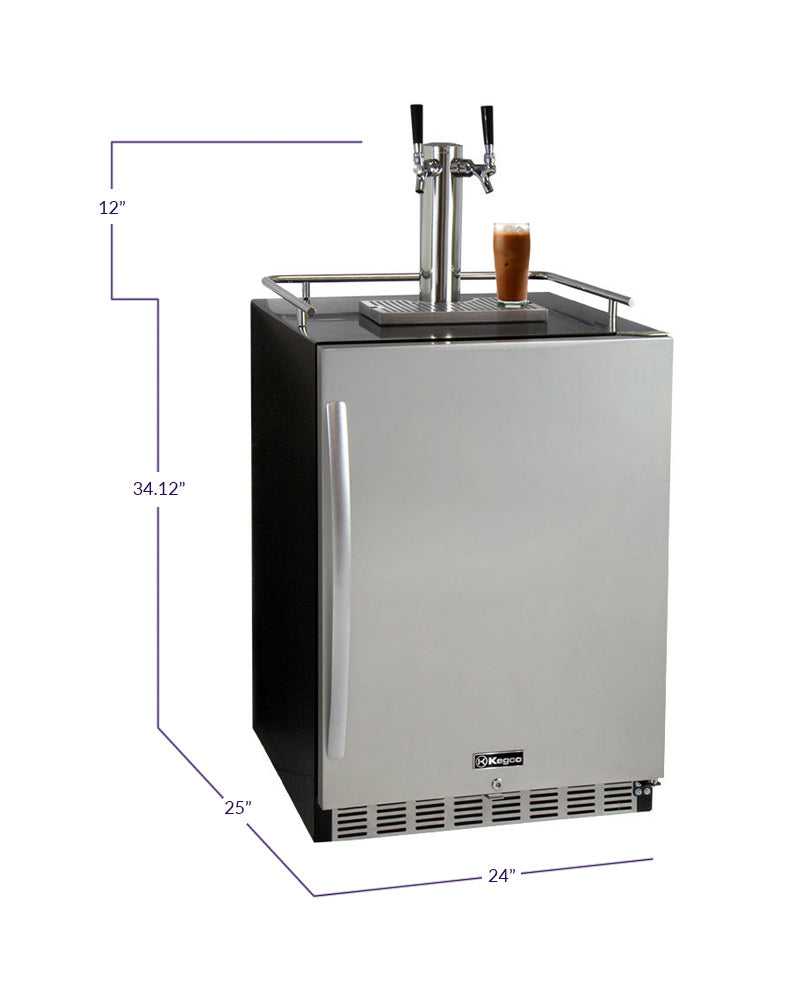 24" Wide Cold Brew Coffee Dual Tap Black Commercial Built-In Right Hinge Kegerator-Kegerators-The Wine Cooler Club
