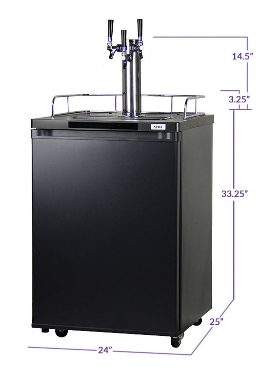 24" Wide Triple Tap Black Kegerator-Kegerators-The Wine Cooler Club