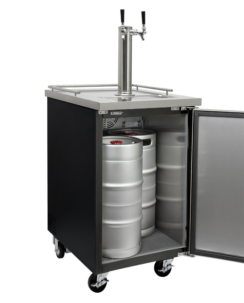 24" Wide Cold Brew Coffee Dual Tap Black Commercial Kegerator-Kegerators-The Wine Cooler Club