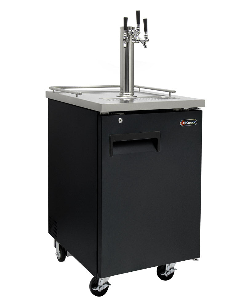 24" Wide Homebrew Triple Tap Black Commercial Kegerator-Kegerators-The Wine Cooler Club