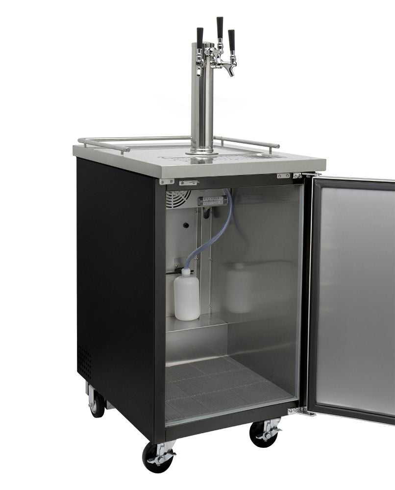 24" Wide Homebrew Triple Tap Black Commercial Kegerator-Kegerators-The Wine Cooler Club