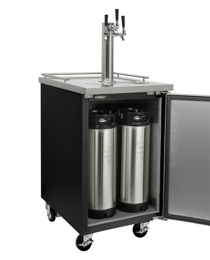24" Wide Homebrew Triple Tap Black Commercial Kegerator-Kegerators-The Wine Cooler Club