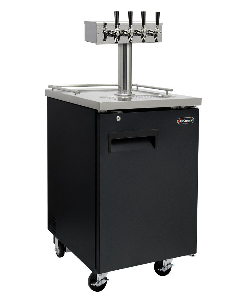 24" Wide Homebrew Four Tap Black Commercial Kegerator-Kegerators-The Wine Cooler Club