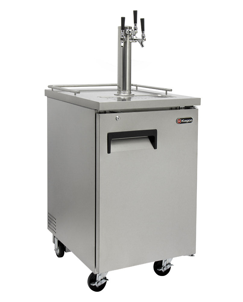 Kegco 24" Wide Homebrew Triple Tap All Stainless Steel Kegerator with Kegs HBK1XS-3K-Kegerators-The Wine Cooler Club