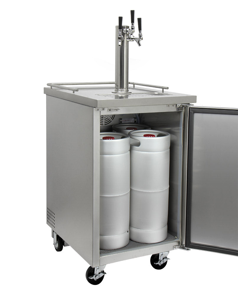 24" Wide Kombucha Triple Tap All Stainless Steel Commercial Kegerator-Kegerators-The Wine Cooler Club