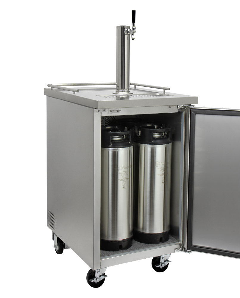 Kegco 24" Wide Homebrew Single Tap All Stainless Steel Commercial Kegerator with Keg HBK1XS-1K-Kegerators-The Wine Cooler Club