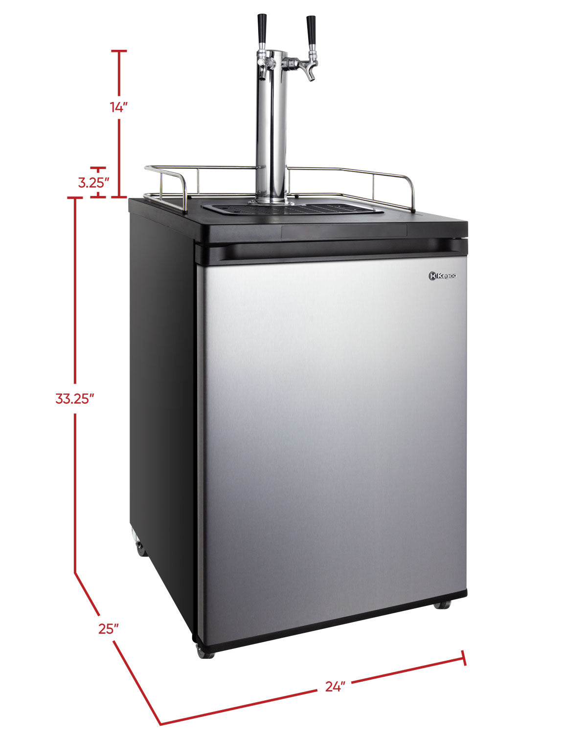 24" Wide Dual Tap Stainless Steel Kegerator-Kegerators-The Wine Cooler Club