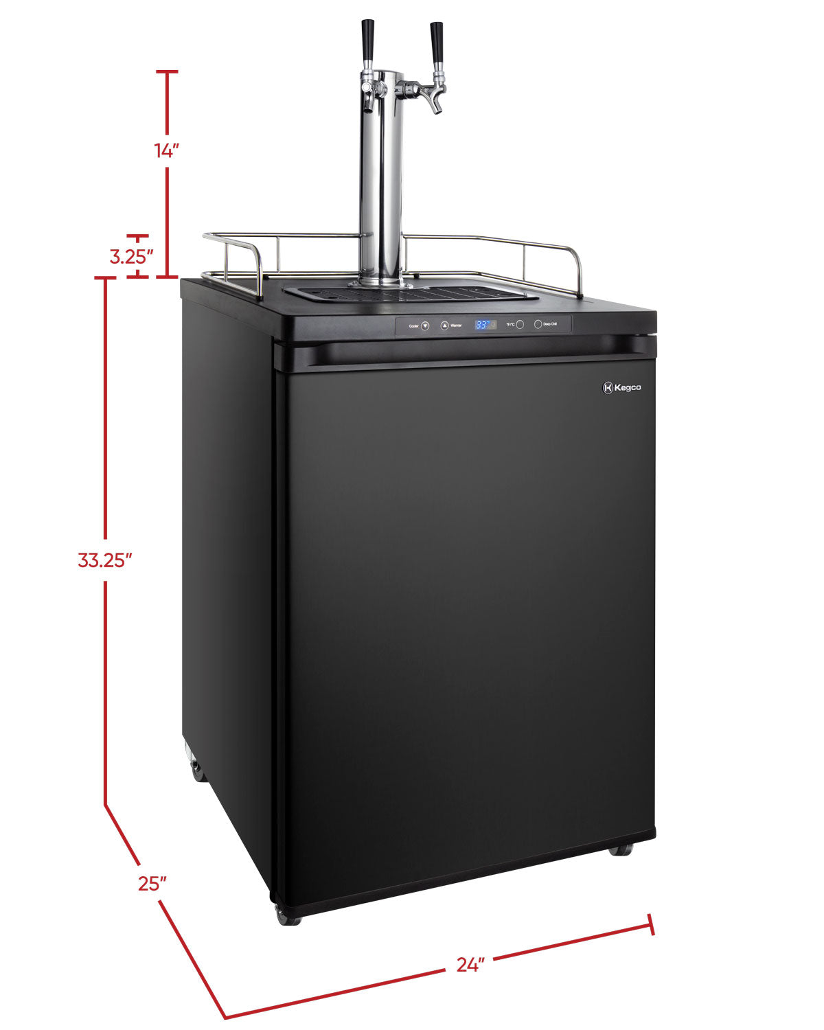 24" Wide Dual Tap Black Digital Kegerator-Kegerators-The Wine Cooler Club