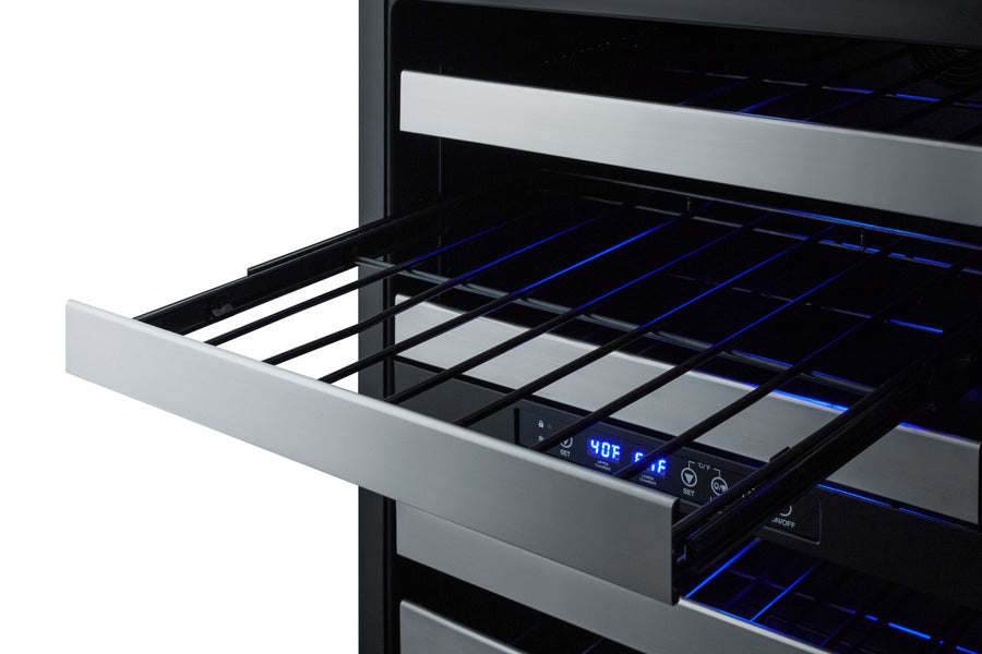 Summit 24" Wide Combination Dual-Zone Wine Cellar and 2-Drawer All-Refrigerator (Panels Not Included) SWCDAR24PNR-Wine Cellars-The Wine Cooler Club