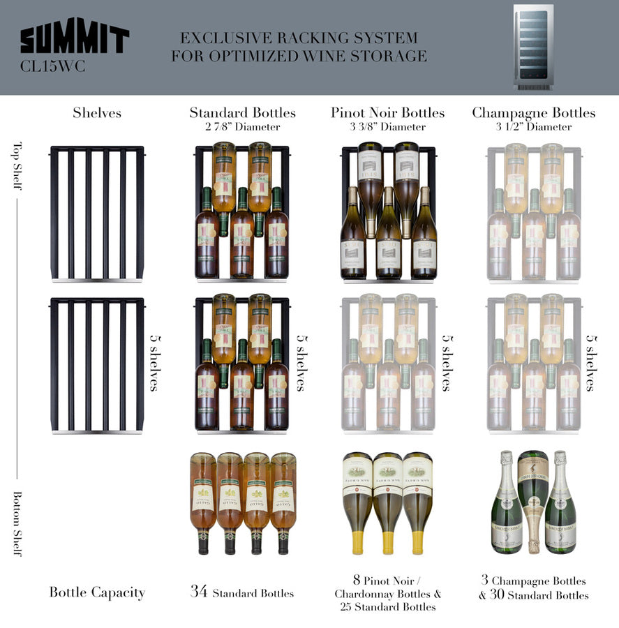 Summit 15" Wide Built-In Wine Cellar CL15WC-Wine Cellars-The Wine Cooler Club