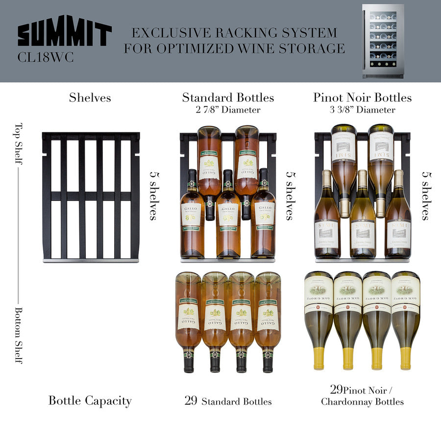 Summit 18" Wide Built-In Wine Cellar CL18WCCSS-Wine Cellars-The Wine Cooler Club