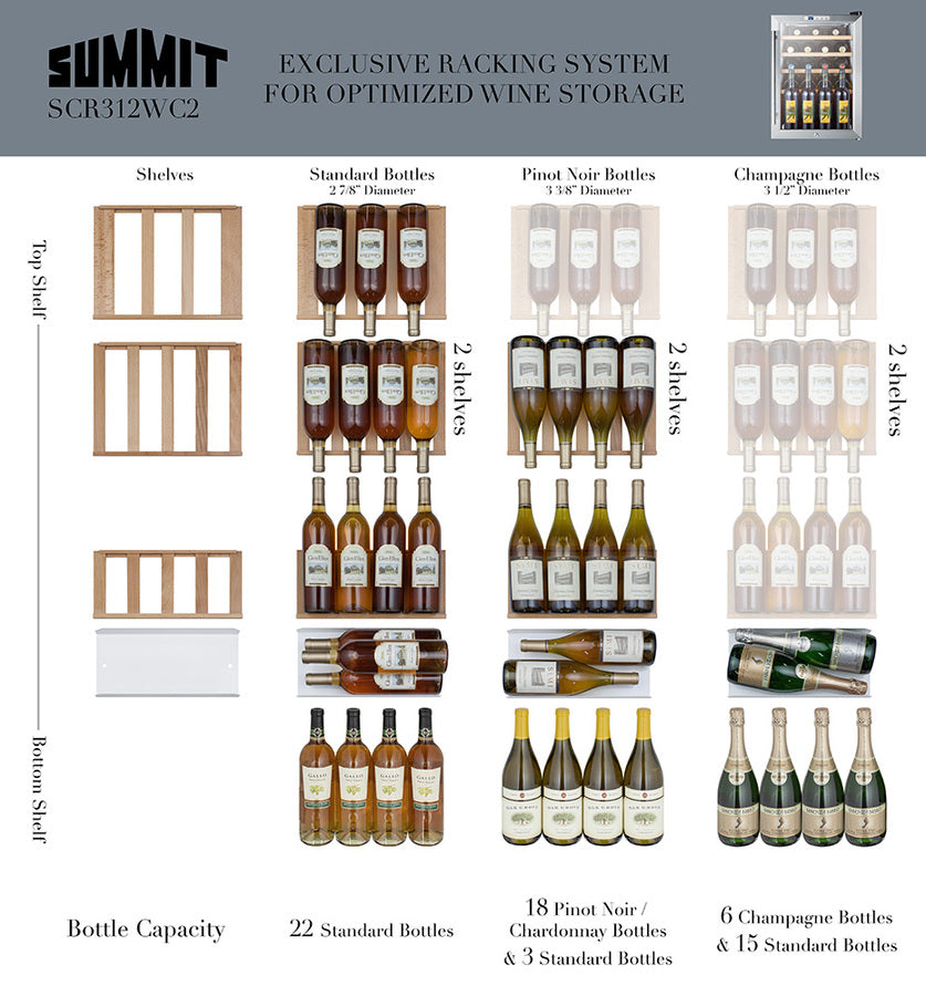 Summit Compact Wine Cellar SCR312LWC2-Wine Cellars-The Wine Cooler Club
