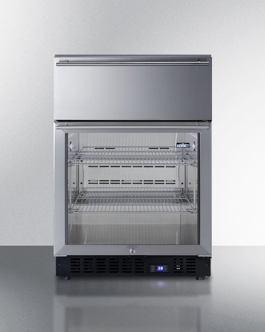 Summit 24" Wide Built-In Commercial Beverage Refrigerator With Top Drawer SCR615TDCSS-Beverage Centers-The Wine Cooler Club