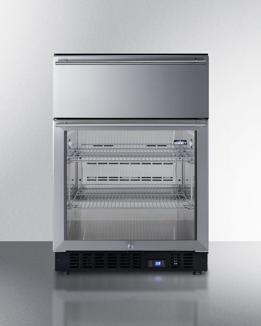 Summit 24" Wide Built-In Commercial Beverage Refrigerator With Top Drawer SCR615TD-Beverage Centers-The Wine Cooler Club