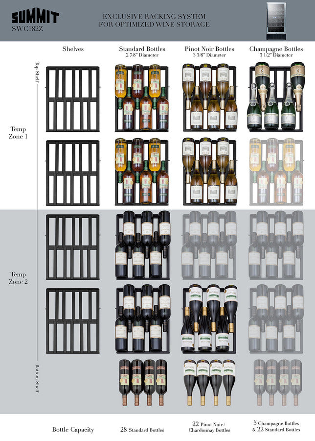 Summit 18" Wide Built-In Wine Cellar, ADA Compliant SWC182ZCSSADA-Wine Cellars-The Wine Cooler Club
