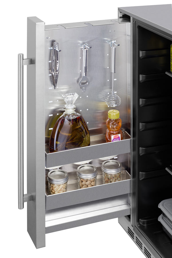 Summit Shallow Depth 24" Wide Outdoor Built-In All-Refrigerator With Slide-Out Storage Compartment SPR196OS24-The Wine Cooler Club