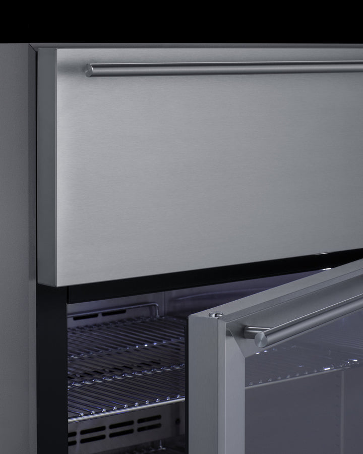 Summit 24" Wide Built-In Commercial Beverage Refrigerator With Top Drawer SCR615TDCSS-Beverage Centers-The Wine Cooler Club