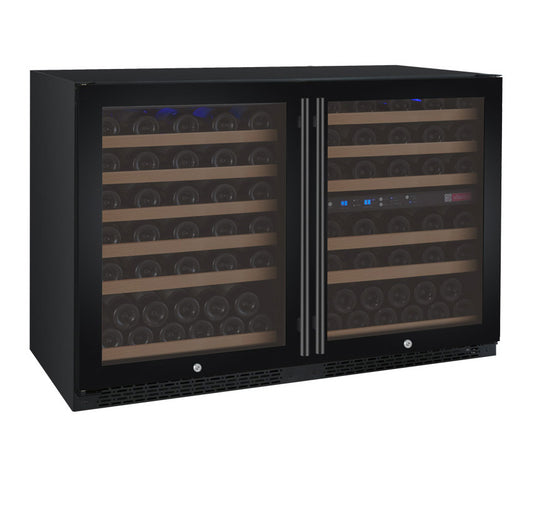 47" Wide FlexCount II Tru-Vino 112 Bottle Three Zone Black Side-by-Side Wine Refrigerator - BF 3Z-VSWR5656-B20-Wine Coolers-The Wine Cooler Club