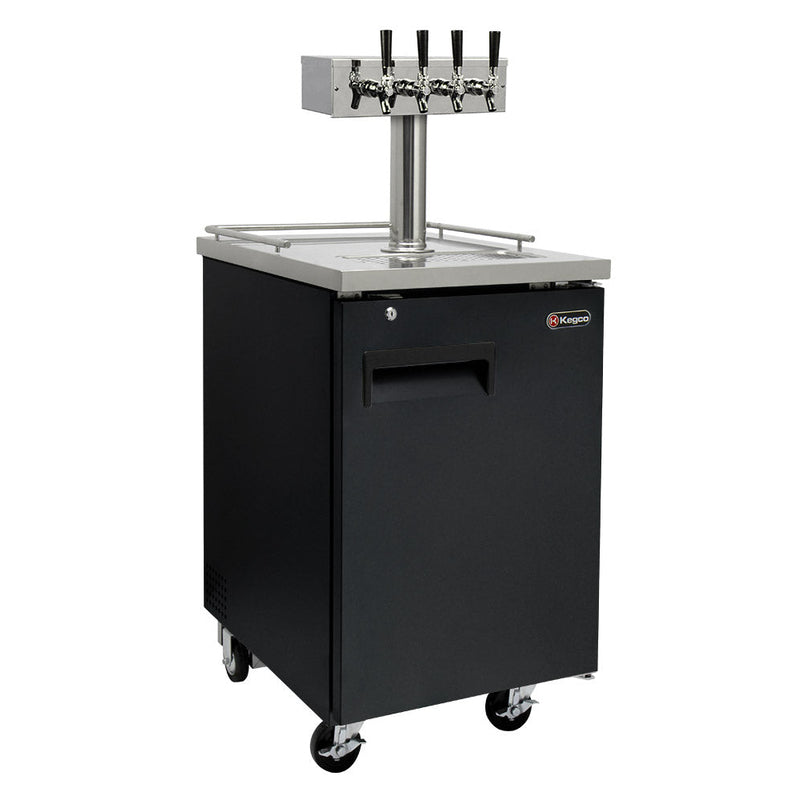 24" Wide Homebrew Four Tap Black Commercial Kegerator-Kegerators-The Wine Cooler Club