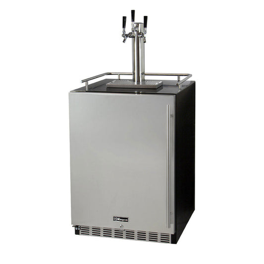 24" Wide Triple Tap Stainless Steel Built-In Left Hinge Digital Kegerator with Kit-Kegerators-The Wine Cooler Club