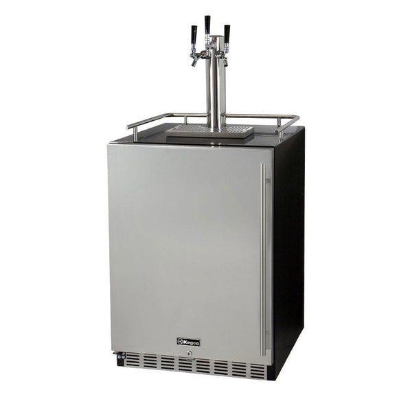 24 Wide Triple Tap Stainless Steel Built-In Left Hinge Digital Kegerator with Kit-Kegerators-The Wine Cooler Club