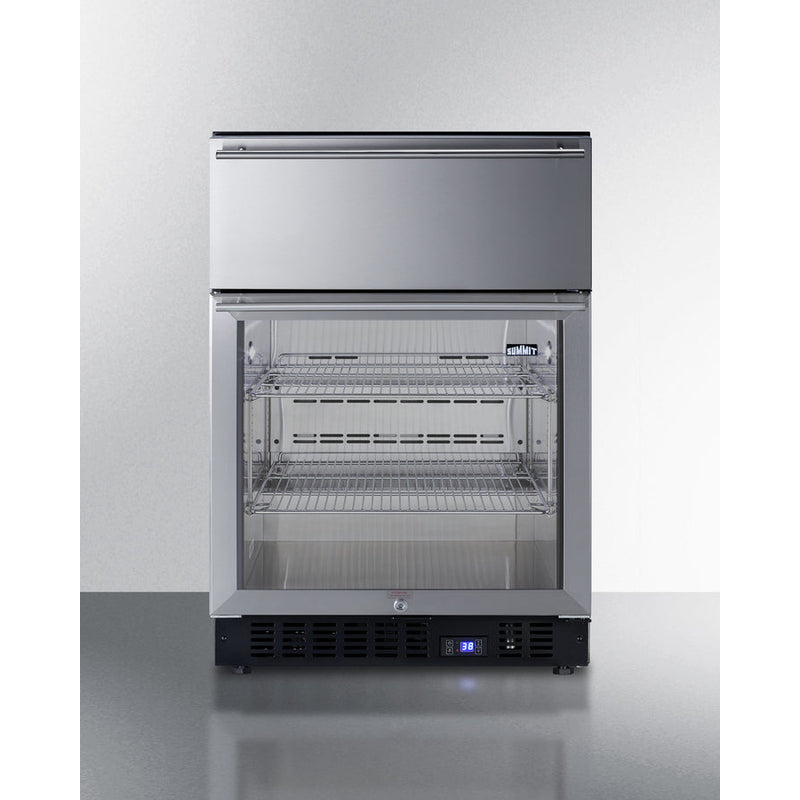 Summit 24" Wide Built-In Commercial Beverage Refrigerator With Top Drawer SCR615TD-Beverage Centers-The Wine Cooler Club