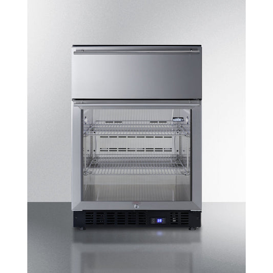 Summit 24" Wide Built-In Commercial Beverage Refrigerator With Top Drawer SCR615TD-Beverage Centers-The Wine Cooler Club